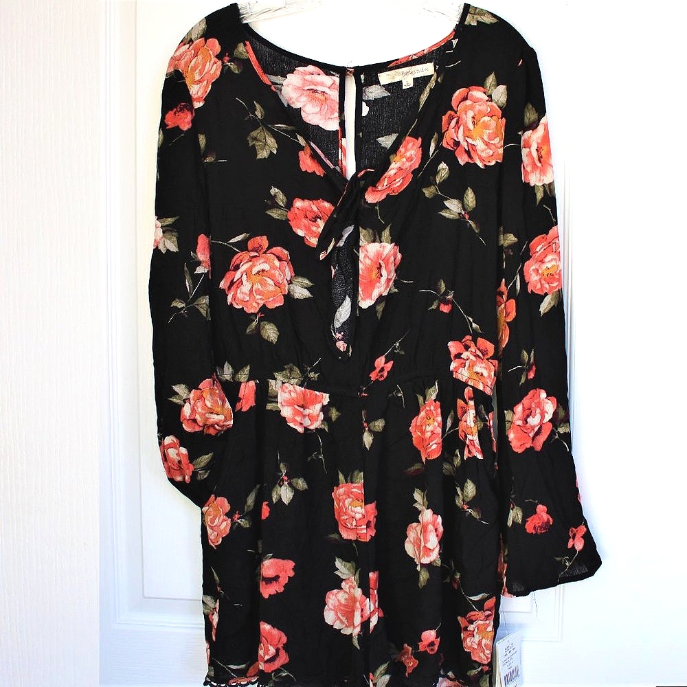 NWT Rewind black floral romper